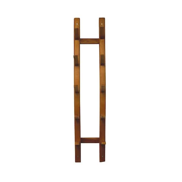 5-Bottle Brown Oak Barrel Stave Wall Mounted Wine Rack
