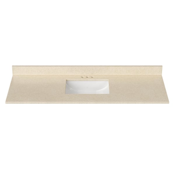 J COLLECTION 61 in. W x 22 in. D Cultured Marble Rectangular Undermount Single Basin Vanity Top in Winter Snow