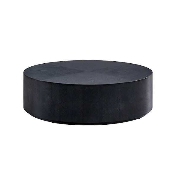 35.43 in. Black Modern Round Wood Coffee Table Center Table