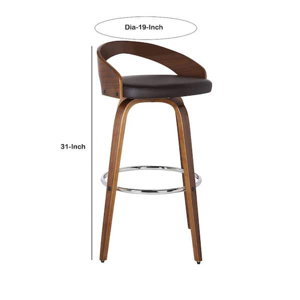 Benjara 31 In H Brown Faux Leather, What Size Stool For 31 Inch Counter