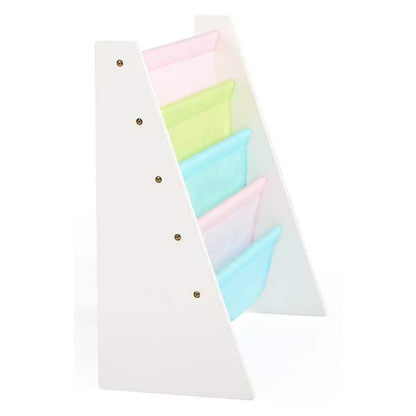 DIBSIES Personalized Kids Bookshelf (White with Pastel Fabric)