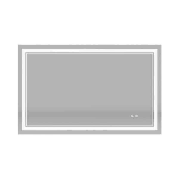48 in. W x 30 in. H Rectangular Frameless Anti-Fog LED Light Wall Bathroom Vanity Mirror