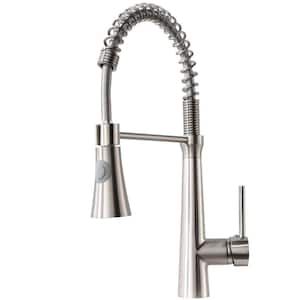 Silver Stainless Steel Faucet Single-Handle Pull-Down Sprayer Kitchen Faucet