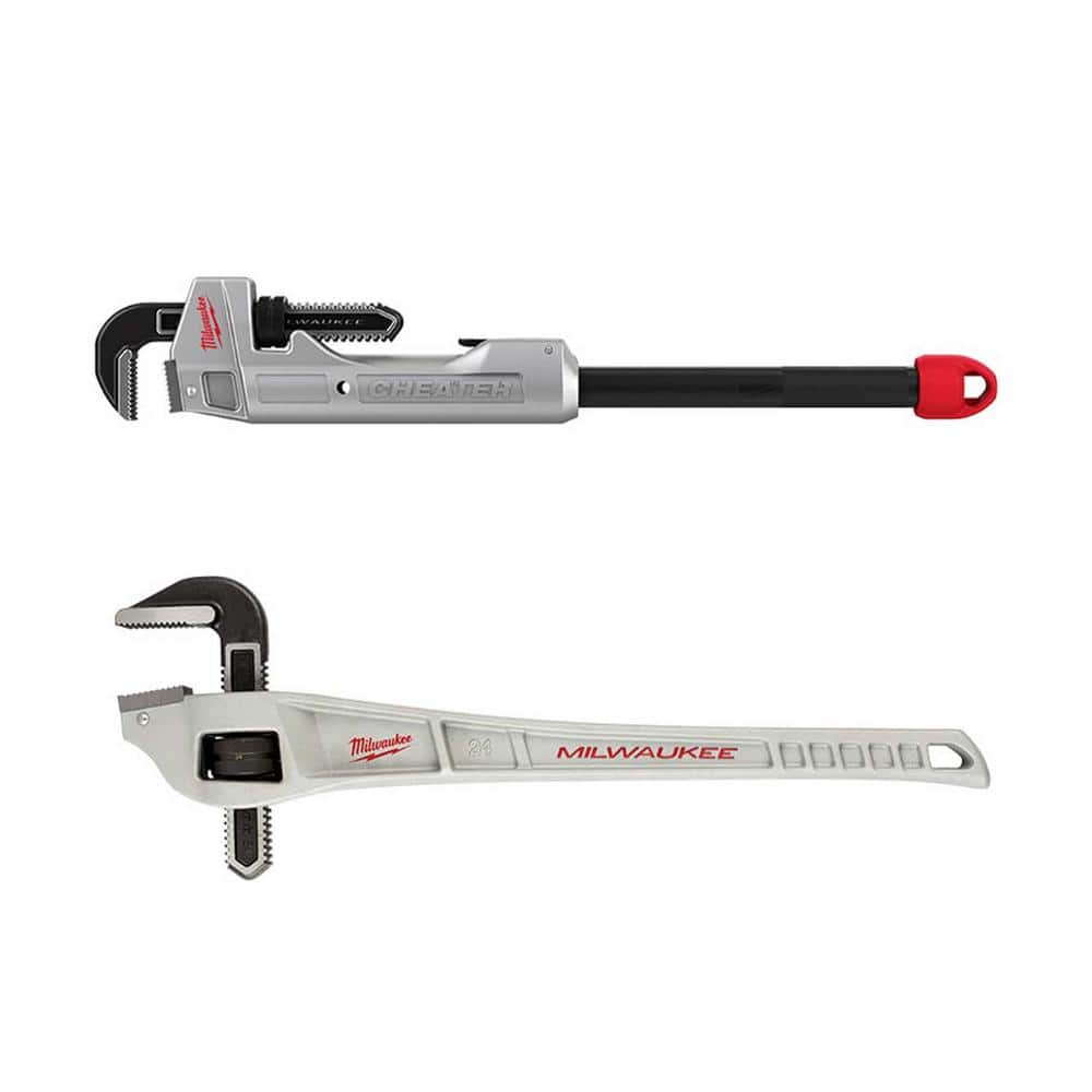 Milwaukee Aluminum Cheater Pipe Wrench with 24 in. Aluminum Offset Pipe ...