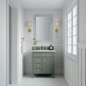 Brittany 30.0 in. W x 23.5 in. D x 33.8 in. H Bathroom Vanity in Smokey Celadon with Carrara Marble Marble Top