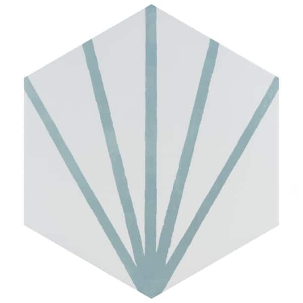 Merola Tile Horizon Dawn Hex Aguamarina 7-3/4 in. x 9 in. Ceramic Floor and Wall Take Home Tile Sample