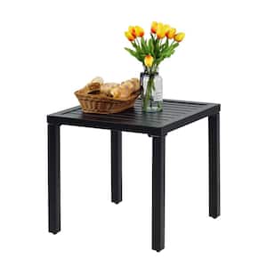 18.9 in. W x 18.25 in. H x 18.9 in. D Black Square Metal Outdoor Patio Bistro Dining Side Table