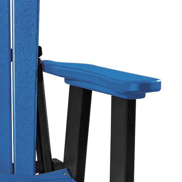 Adirondack Blue and Black Fan Back Swivel Glider Composite Adirondack Chair