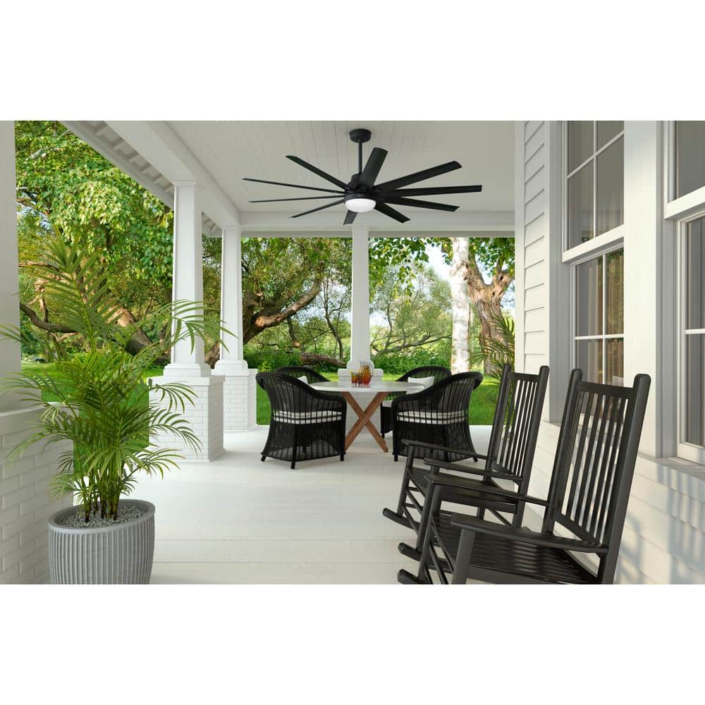 Overton Matte Black 72" 10-Blade Ceiling Fan with LED Light