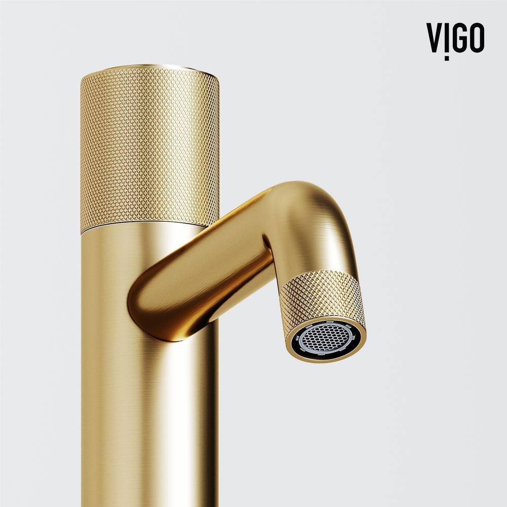Matte Brushed Gold Single-Hole Bathroom Vessel Faucet