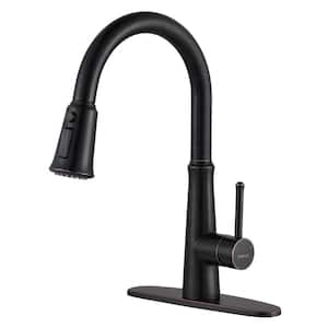 Single Handle Pull Down Sprayer Kitchen Faucet with Deck Plate, Stainless Steel kitchen sink faucet in Oil Rubbed Bronze