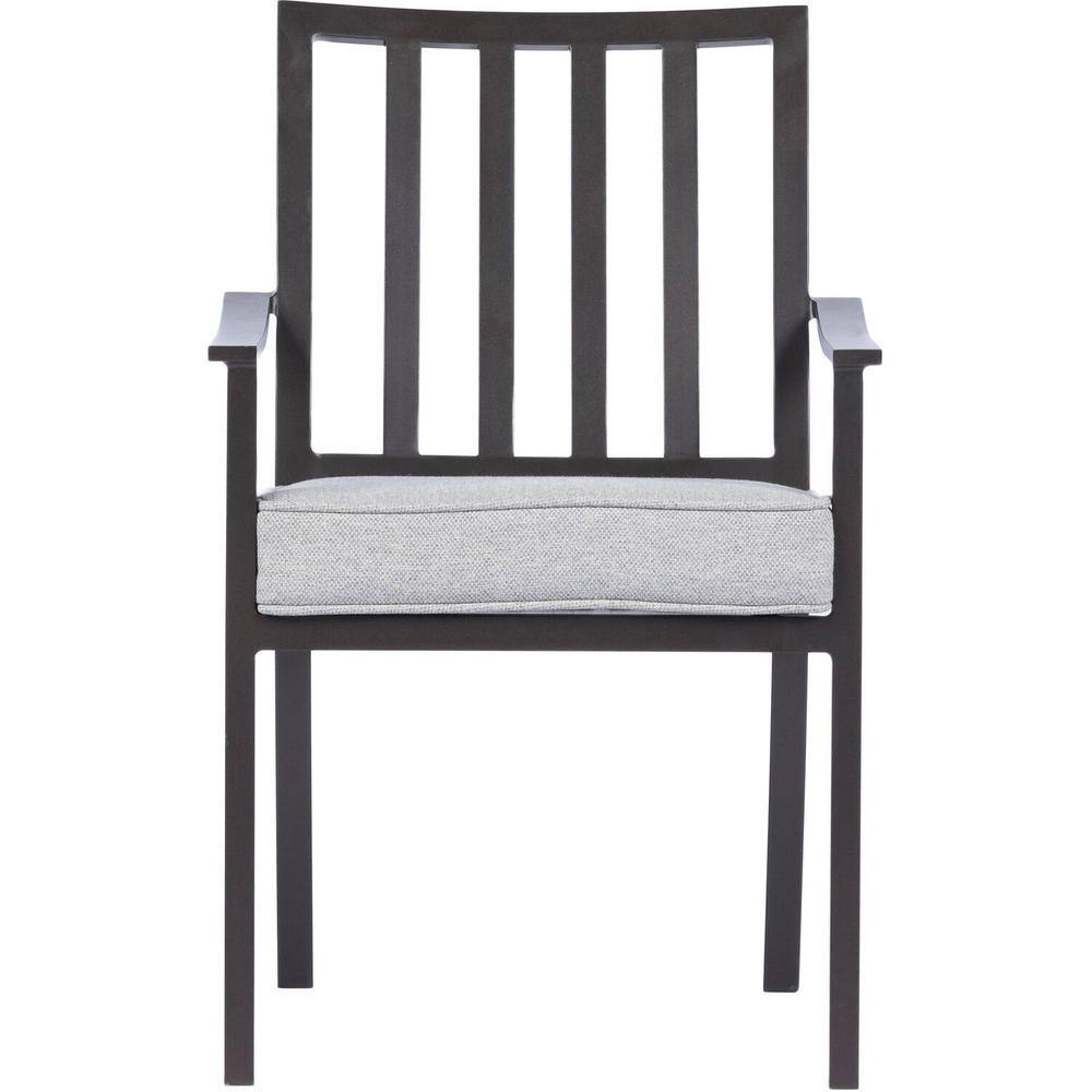 Carter 7-Piece Pewter Grey Aluminum Outdoor Dining Set with Cushions