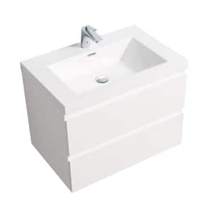 Newport 29.3 in. W x 19.5 in. D x 20.5 in. H Single Sink Bath Vanity in White with White Resin Top