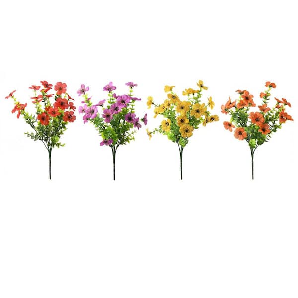 Unbranded Colorful Daisy Artificial Flowers 12 Bundles Realistic Plastic Plant UV ResistantDecor for Porch Patio Home 5.00 in.