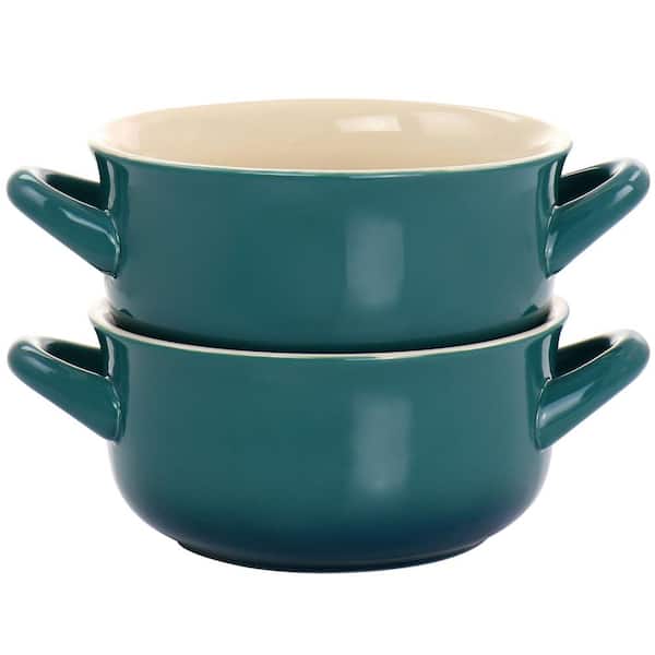 Crock-Pot 30 fl.oz Gradient Teal Stoneware 2 Piece Soup Bowl Set with Handles in Gradient Teal