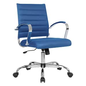 Benmar Office Chair Upholstered Mesh Mid-Back Adjustable Computer Chair with Swivel and Tilt in Navy Blue