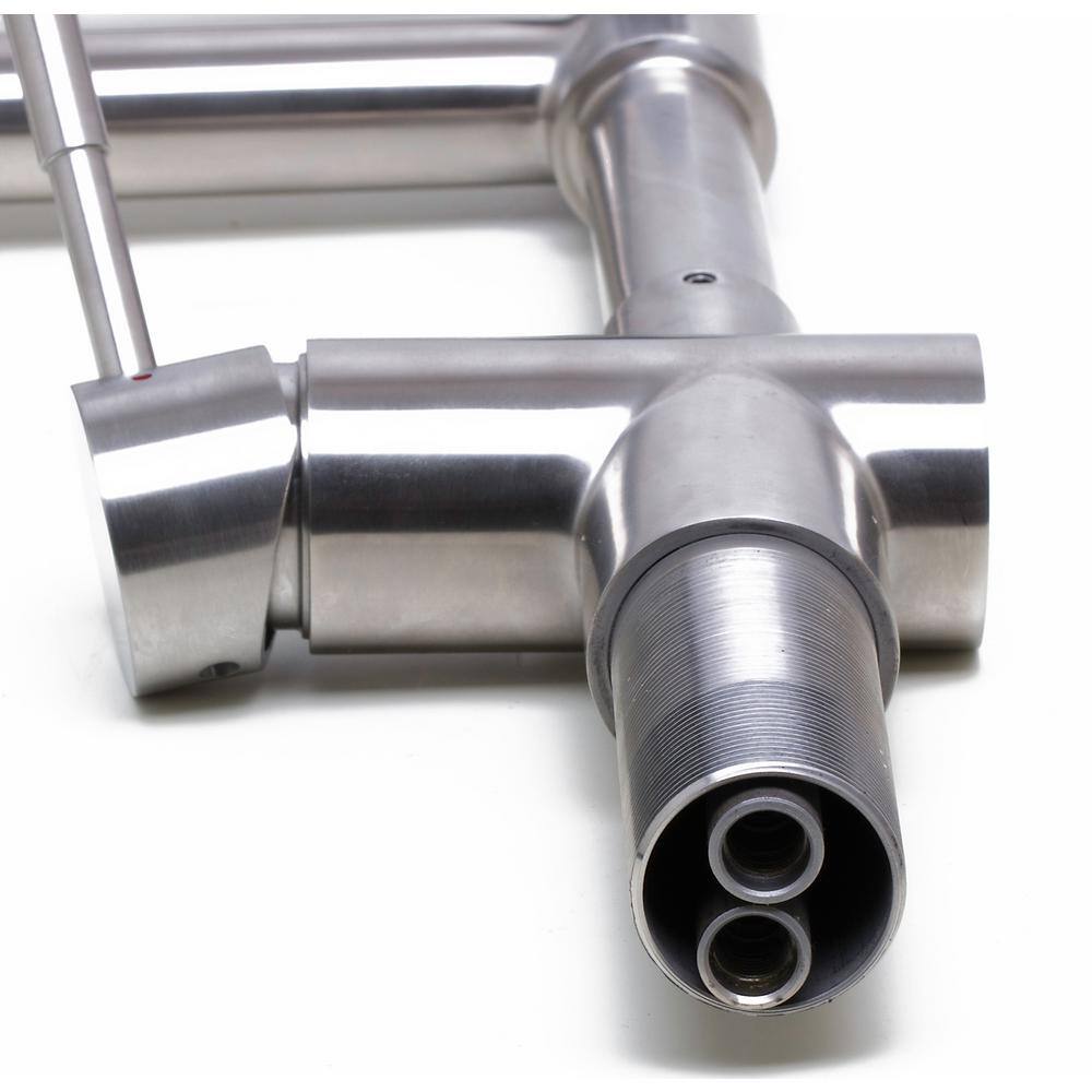 Brushed Stainless Steel Retractable Single Hole Kitchen Faucet