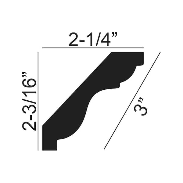 American Pro Decor 2-3/16 in. x 2-5/8 in. x 96 in. Plain Polyurethane Crown Moulding 32 LF (4-Pack)