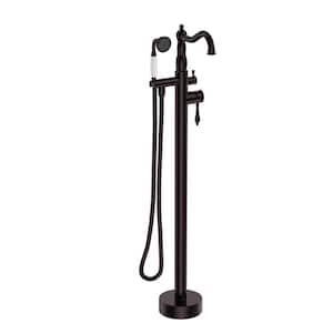 Single-Handle Classical Freestanding Tub Faucet with Hand Shower in Oil Rubbed Bronze