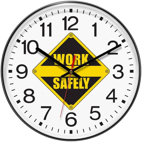 Prosaic Black Analog Work Safely 12 in Wall Clock