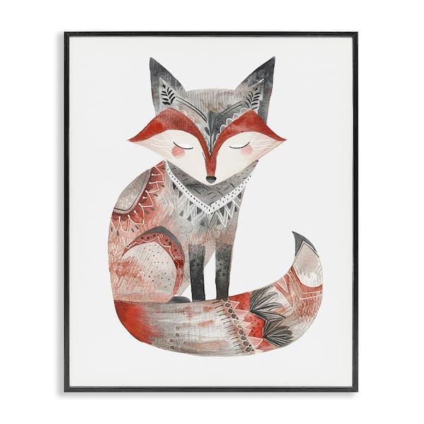 Stupell Industries Scandinavian Style Fox by LSR Design Studio Black Framed Animal Giclee Art Print 30 in. x 24 in.
