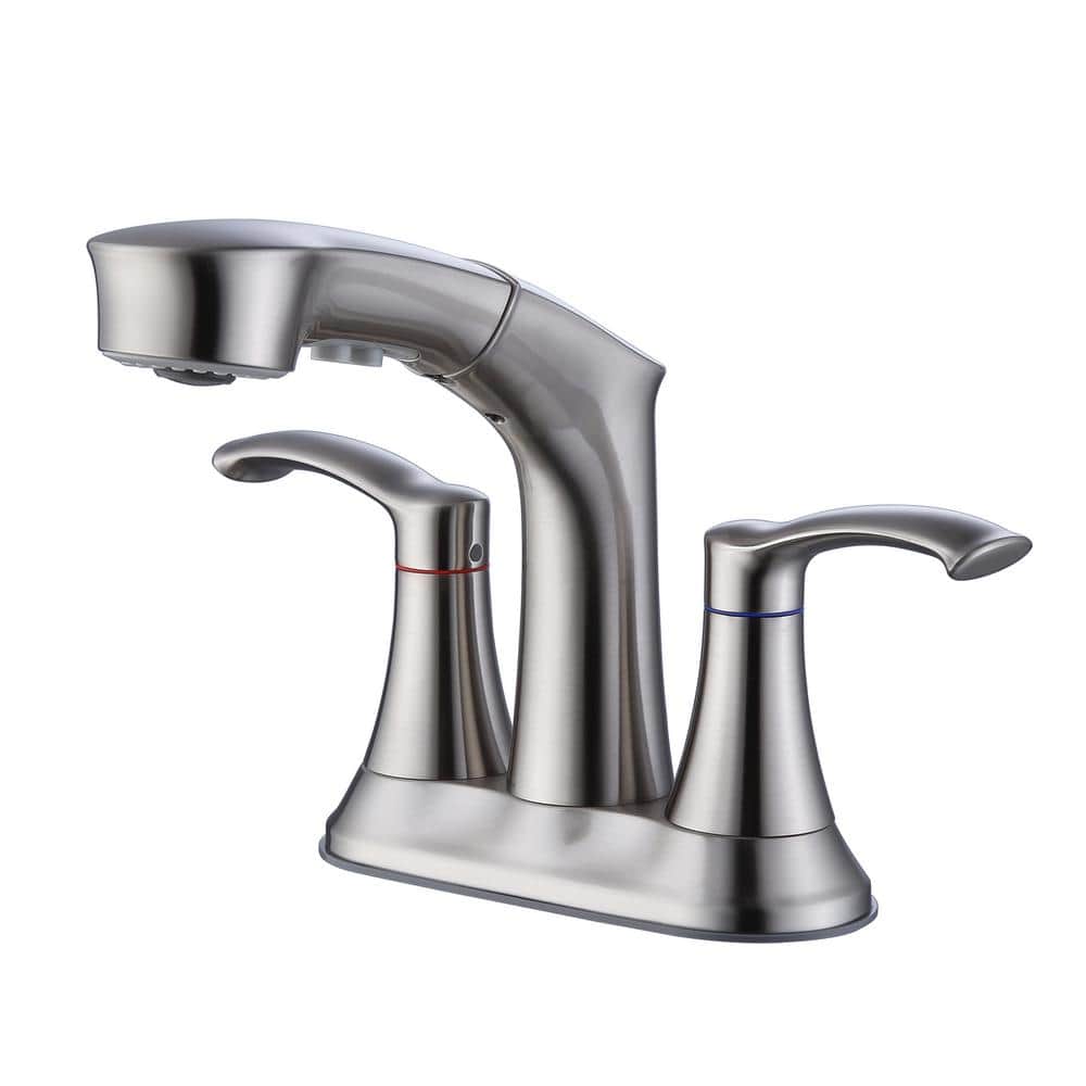 4 in. Centerset Double Handle Mid Arc Bathroom Faucet with Supply line Included in Brushed Nickel price history on PriceWatchPro