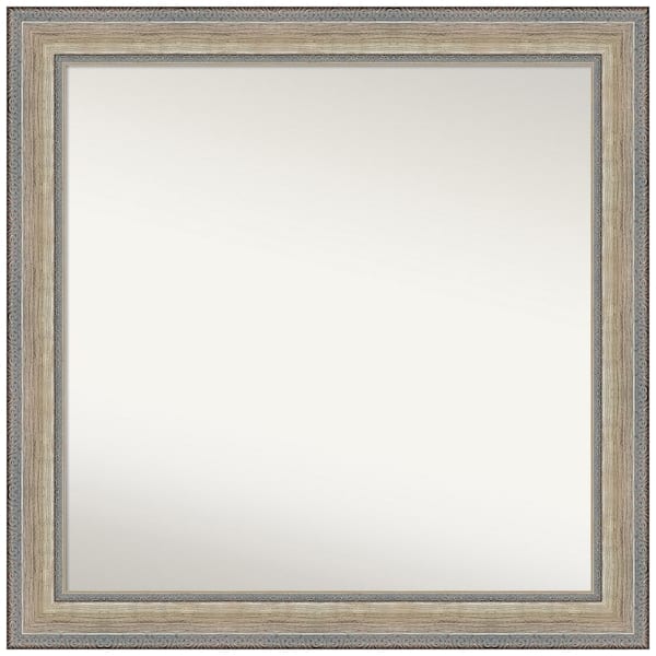 Amanti Art Fleur Silver 31.25 in. x 31.25 in. Non-Beveled Traditional Square Wood Framed Wall Mirror in Silver