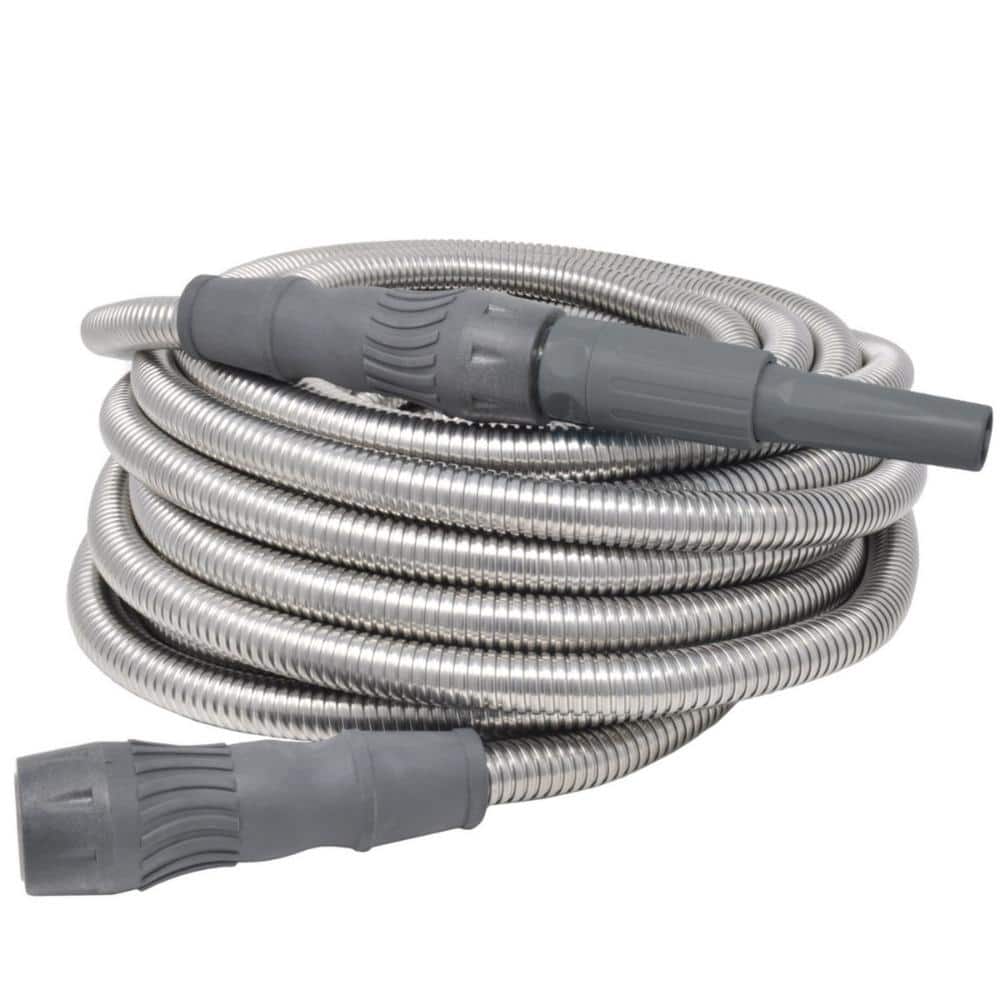 BERNINI FOUNTAINS Pro 5/8 in Dia x 50 ft. Length Heavy Duty Kink Free Metal  Hose - Grey LG3943GY - The Home Depot