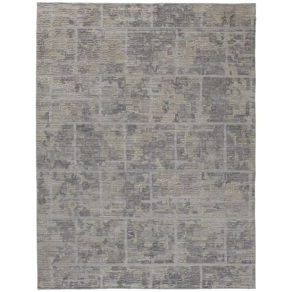 9 ft. x 12 ft. Gray and Ivory Abstract Area Rug