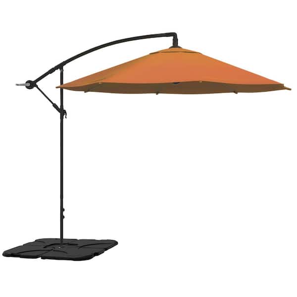 Pure Garden 10 ft. Offset Cantilever Umbrella with Square Base in Terracotta