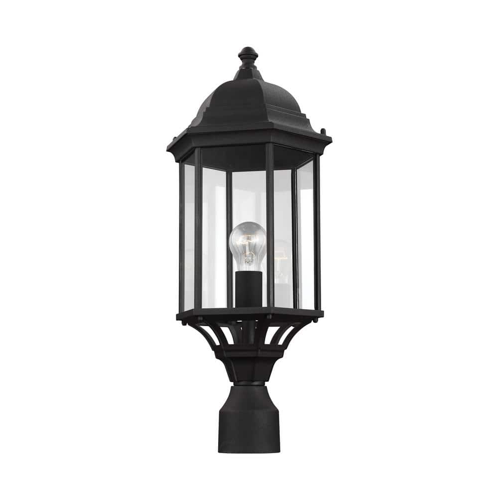 Sevier Black 1-Light Outdoor Post Lantern with Clear Glass Shade