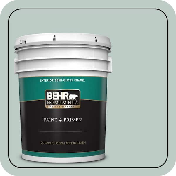 BEHR PREMIUM PLUS 5 gal. Home Decorators Collection #HDC-CL-23 Soothing Spring Semi-Gloss Enamel Exterior Paint & Primer