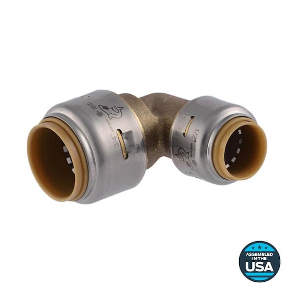 SharkBite Max 3/4 in. x 1/2 in. Push-to-Connect Brass 90-Degree Reducing Elbow Fitting