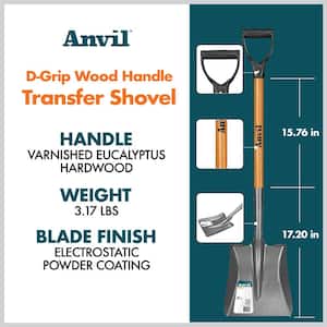 28 in. D-Grip Short Wood Handle Carbon Steel Transfer Shovel