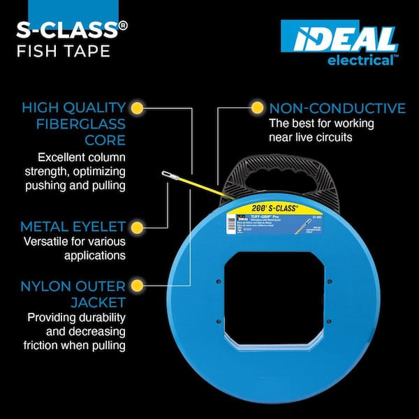 Tuff-Grip Pro 200 ft. x 3/16 in. S-Class Fish Tape with Eyelet