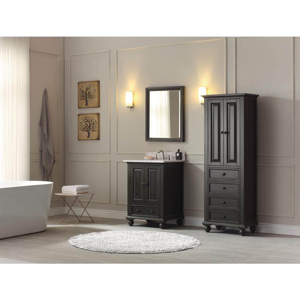 24" Transitional Solid Wood Single Vanity Base in Charcoal Grey