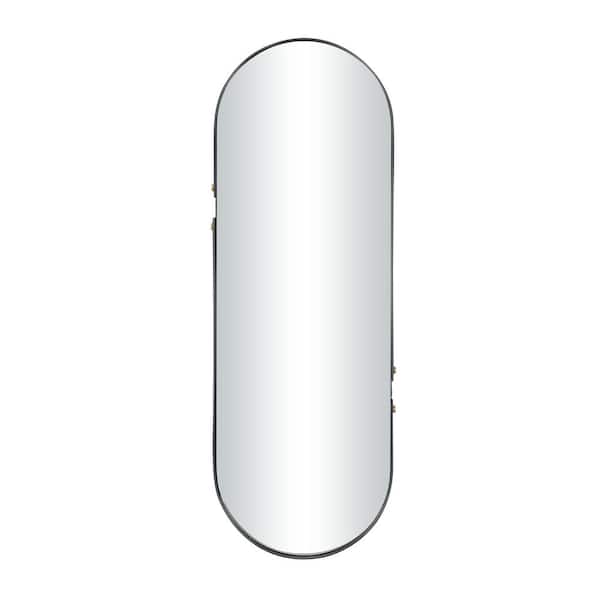 43 in. x 15 in. Oval Round Framed Black Wall Mirror