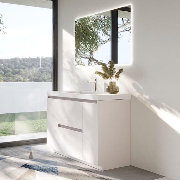 MT 47.25 in. W x 19.6 in. D Single Sink Freestanding Bath Vanity in White with White Resin Vanity Top