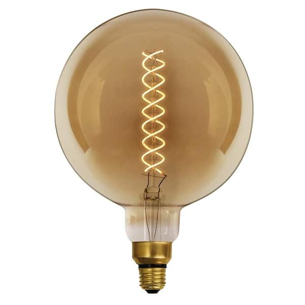 60-Watt Equivalent G63 Dimmable Spiral Filament Oversized Amber Glass E26 Vintage Edison LED Light Bulb, Warm White