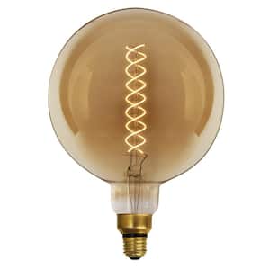 60-Watt Equivalent G63 Dimmable E26 Spiral Filament Oversized Amber Glass LED Vintage Edison LED Light Bulb Warm White