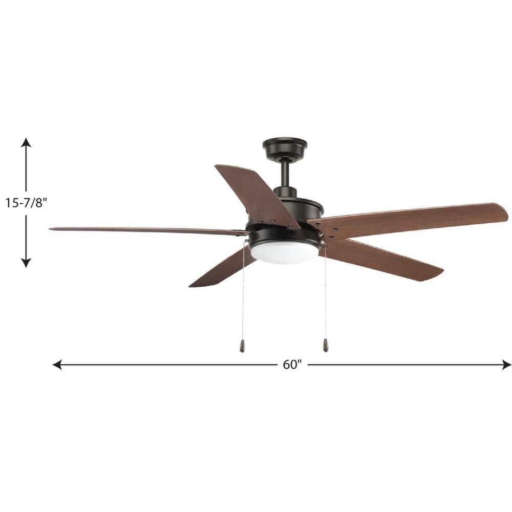 Whirl 60" Antique Bronze Ceiling Fan with Walnut Blades and LED Light