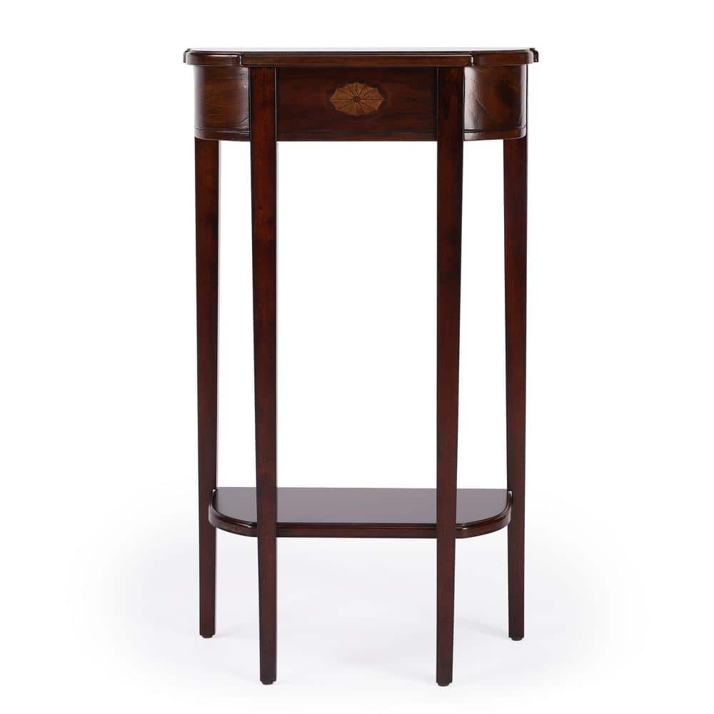 Cherry Wood Demilune Console Table with Storage