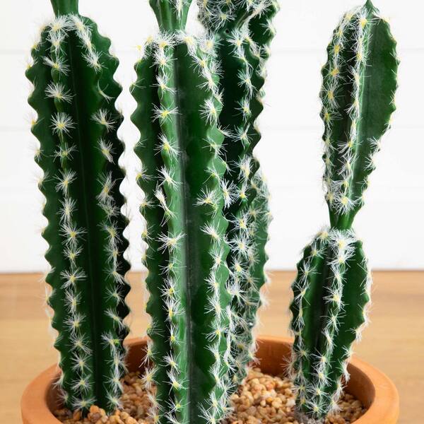 Nearly Natural 41 in. Artificial Green Cactus in Terracotta
