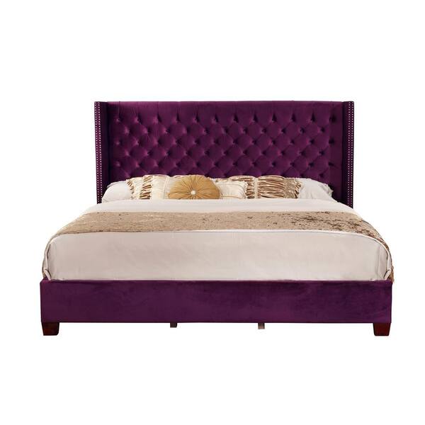 Purple Queen On Tufted Shelter Bed, How To Put Together Purple Bed Frame