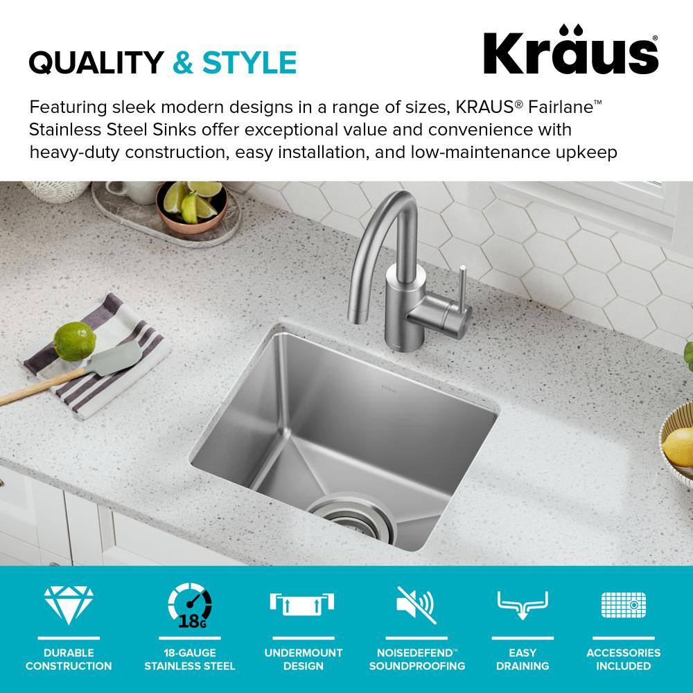 Fairlane 15-inch Stainless Steel Single Bowl Drop-in Kitchen Sink
