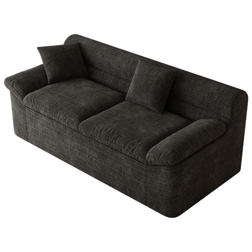71 in. Slope Arm Chenille 3 Seats Rectangle Sofa in Black, Compressed Cloud Sofa 1-Piece Unbox price history on PriceWatchPro