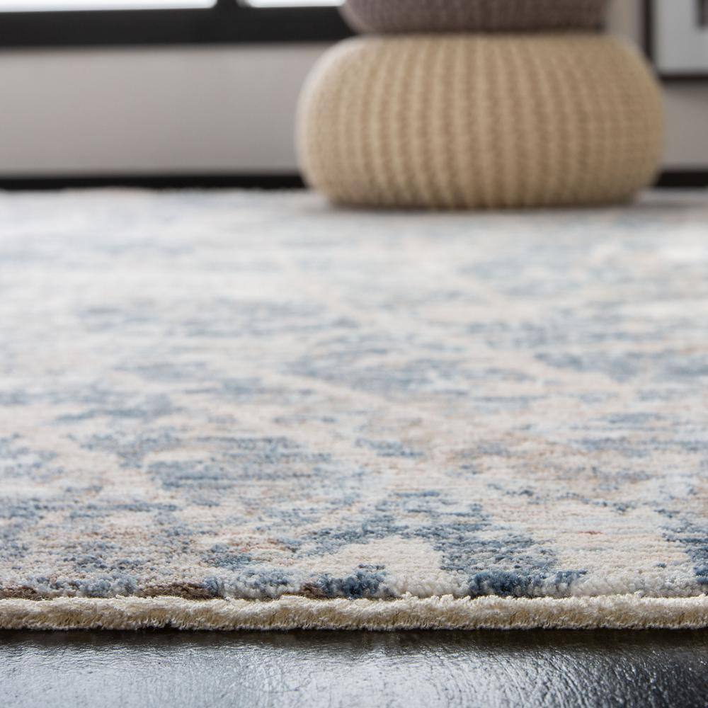 Blue and Gray Abstract Viscose Area Rug