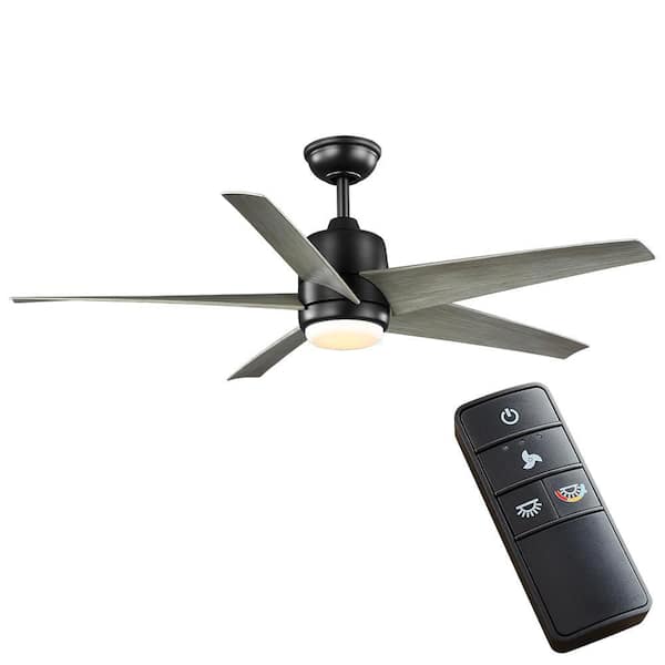 Hampton Bay Mena 54 in. Color Changing Integrated LED Indoor/Outdoor Matte Black Ceiling Fan with Light Kit and Remote