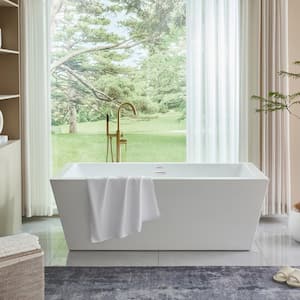 Tarbes 67 in. Acrylic Flatbottom Freestanding Bathtub in White/Polished Chrome