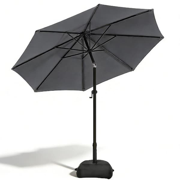 9 ft black patio umbrella AreShark for Outdoor, Outdoor Table Umbrella with Push Button Tilt and Crank, Outdoor Patio Umbrellas with 8 Sturdy Ribs for Market, Garden, Pool (Black) : Patio dyed polyester 9' MARKET UMBRELLA, BLACK
